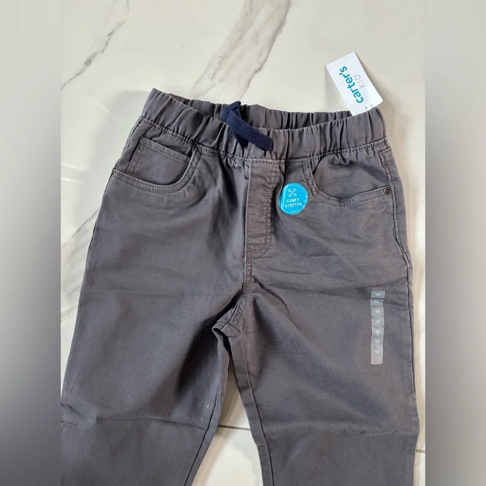 Carter's Charcoal Elastic-Waist Kids Pants - Picture 4 of 7